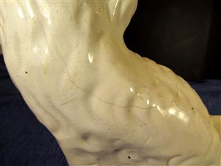 ANTIQUE PAIR OF 19TH CENTURY STAFFORDSHIRE WHITE & RED SPANIELS 13